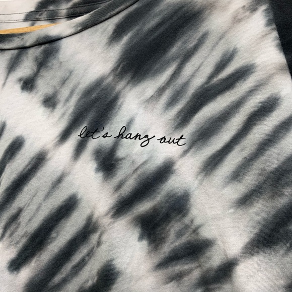 Pink Lets Hang Out Tie Dye Crop Long Sleeve Tee XS - Picture 4 of 4